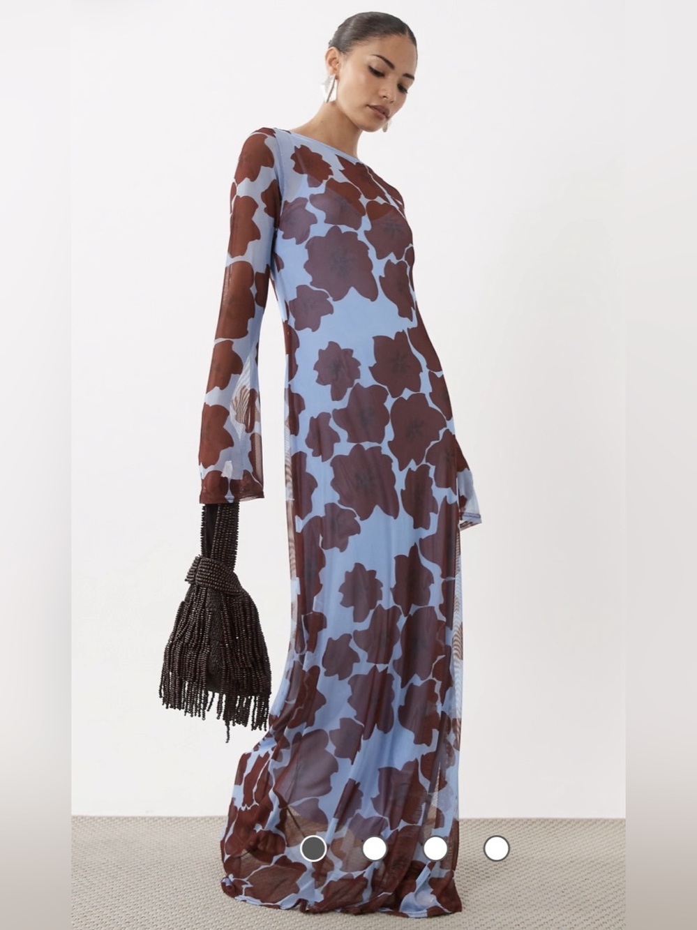 Never Fully Dressed Burgundy Abstract Floral Mesh Maxi Dress Size 2 NWT